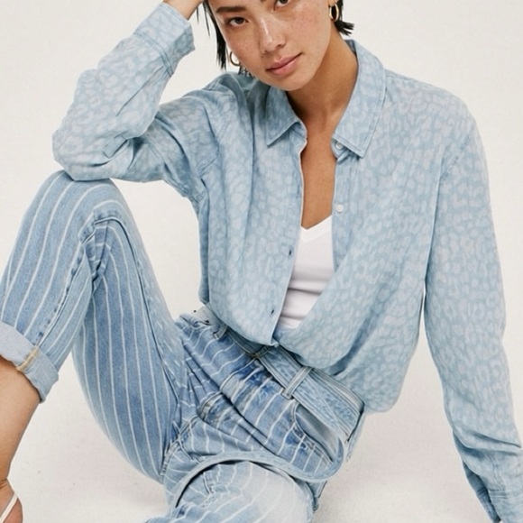 pistola Tops - Pistola Evie Designer Button Up Blouse Shadow Leopard Size S Top MSRP $161